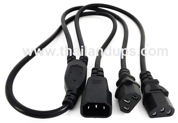 สายไฟสำหรับเครื่องสำรองไฟ ( UPS) - 1 UPS for 2 PC - Plug IEC 320 C14 Male plug Socket 2 x IEC320 C13 female connectors 0.75 sqmm. L = 1 m.
